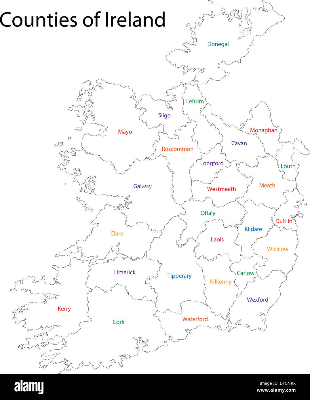Übersichtskarte Irland Stockfoto