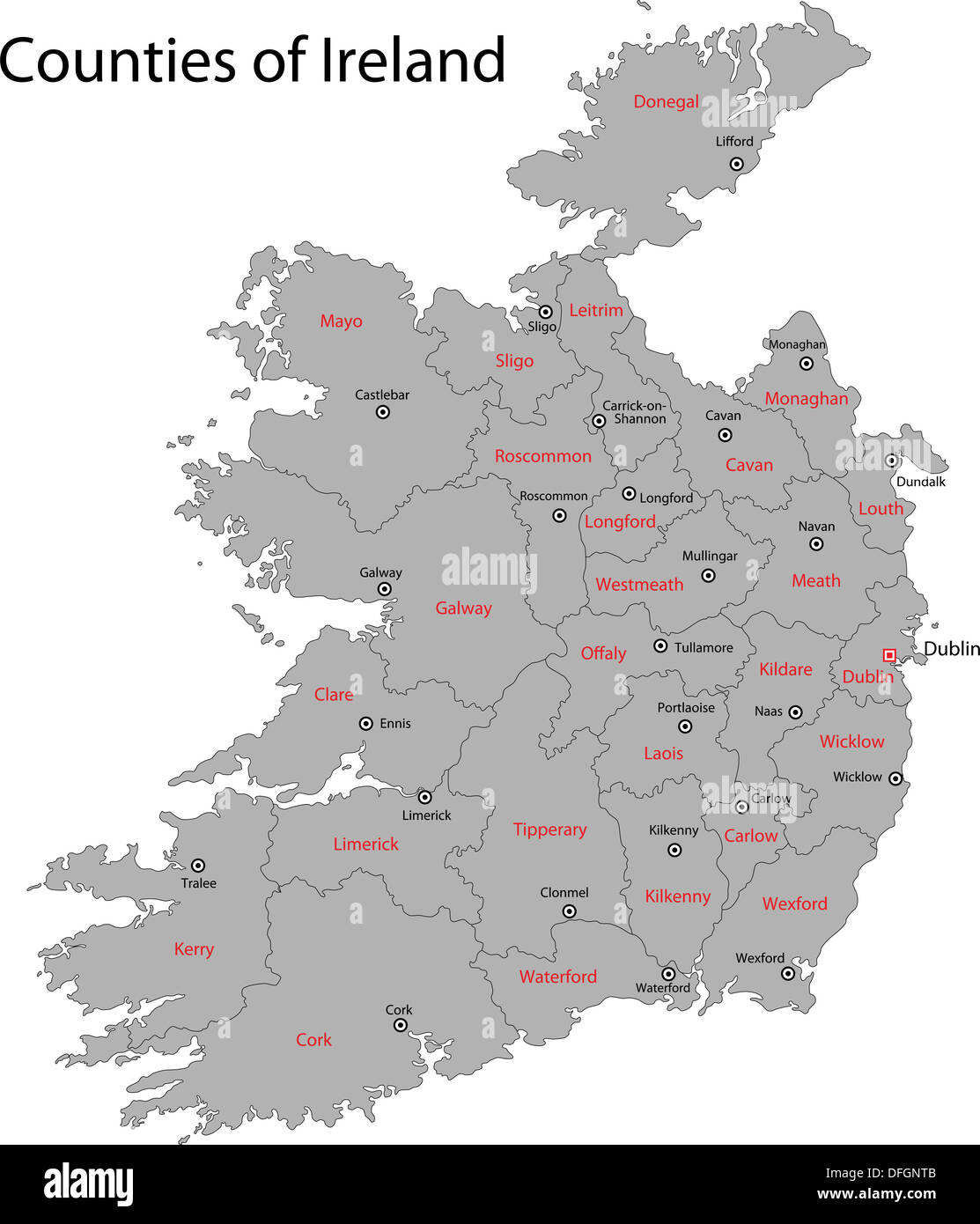 Grau-Irland Karte Stockfoto
