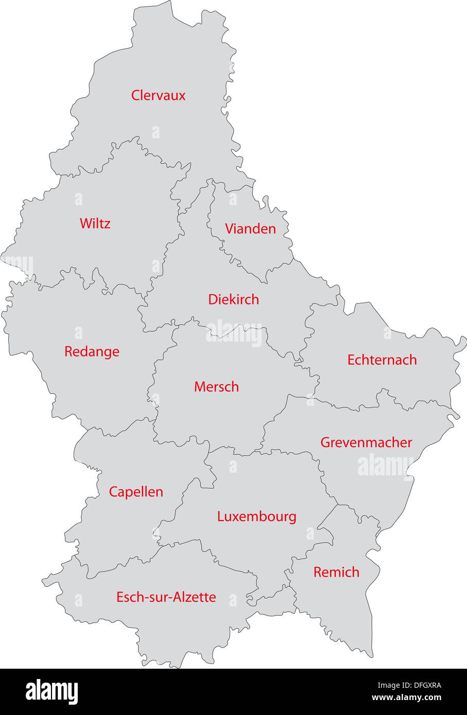 Grau Luxemburg Karte Stockfotografie Alamy
