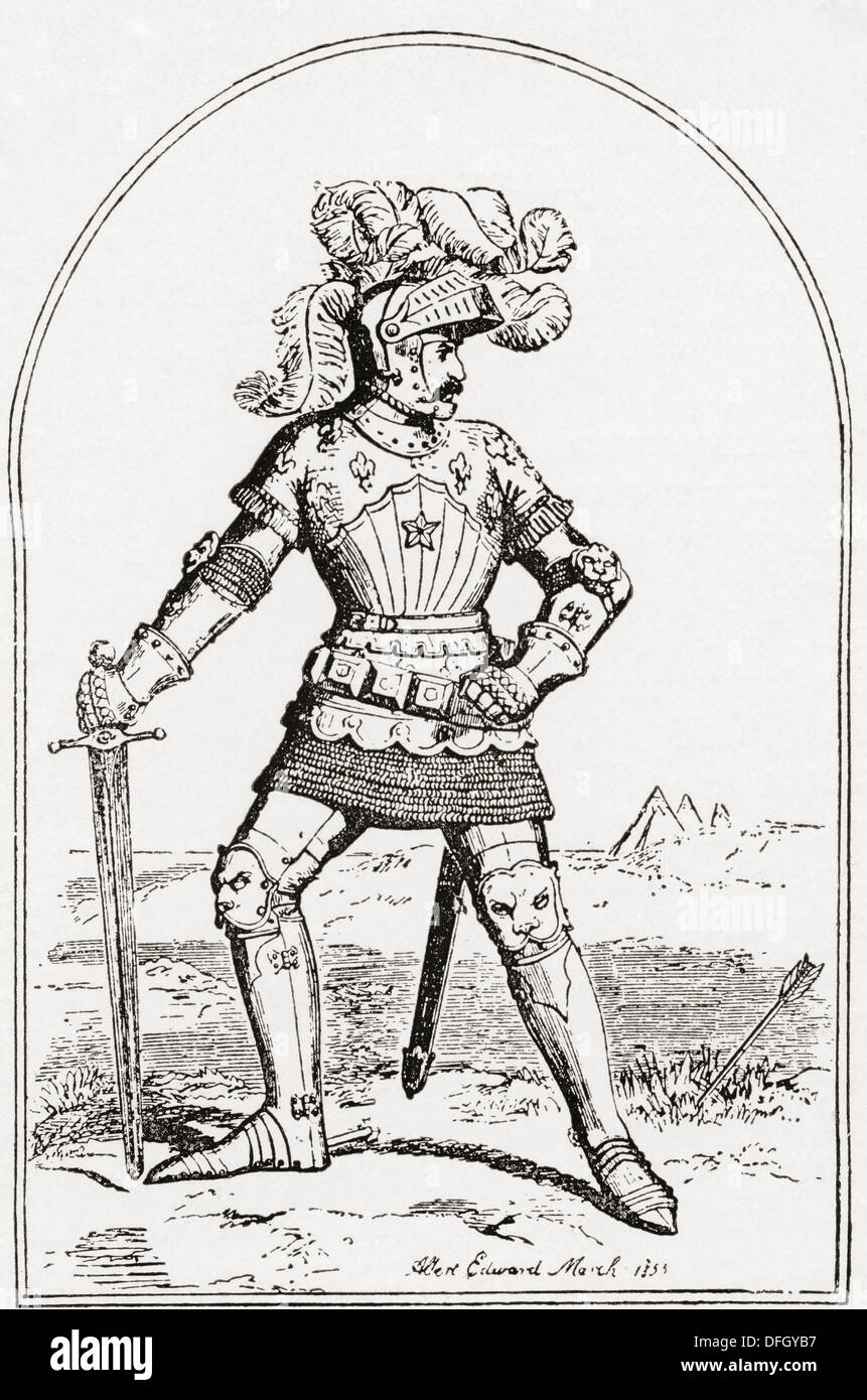 Eine Zeichnung eines Soldaten oder Ritter in Rüstung, von König Edward
