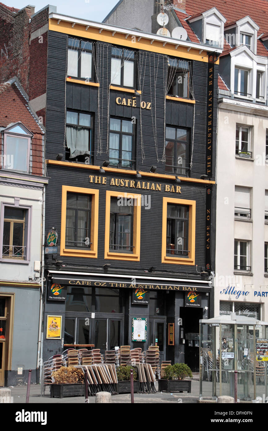 Cafe Oz, The Australian Bar, Place Louise de Bettignies, Lille, Nord-Pas-de-Calais, Nord, Frankreich. Stockfoto