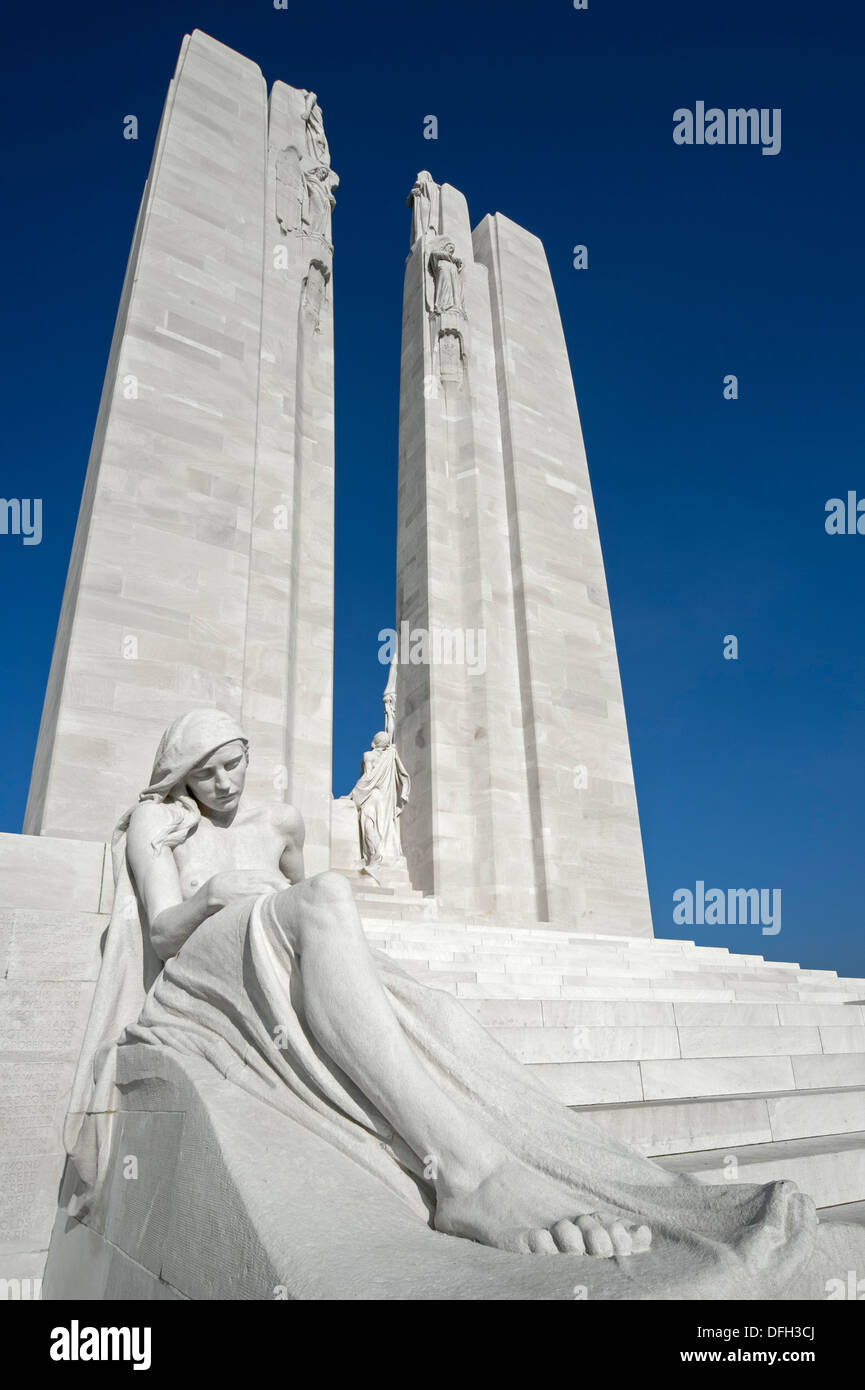 Canadian National Vimy Memorial, ersten Weltkrieg ein Denkmal, die Erinnerung an die Schlacht von Vimy Ridge in Givenchy-En-Gohelle, Frankreich Stockfoto