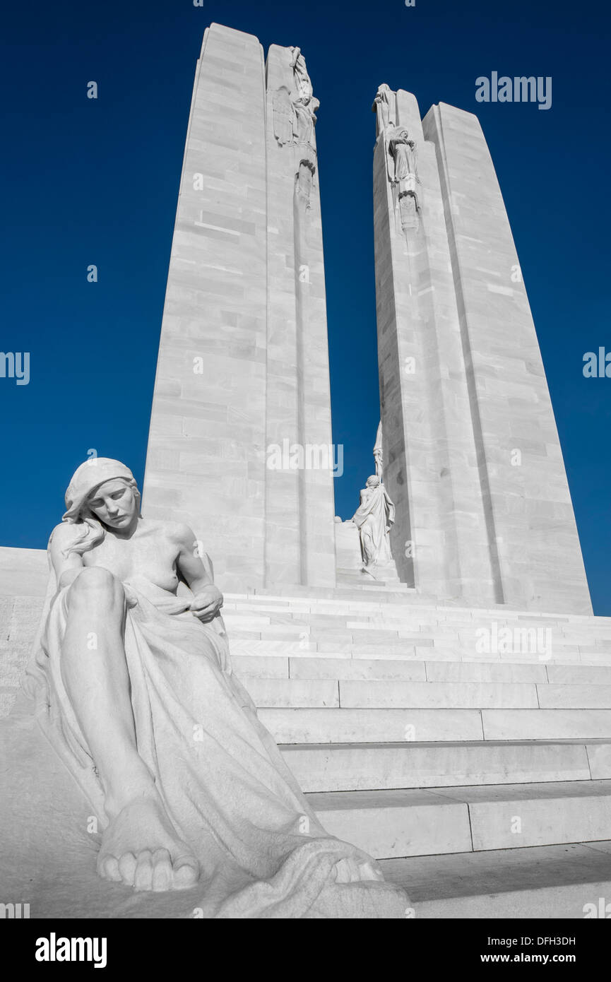 Canadian National Vimy Memorial, ersten Weltkrieg ein Denkmal, die Erinnerung an die Schlacht von Vimy Ridge in Givenchy-En-Gohelle, Frankreich Stockfoto