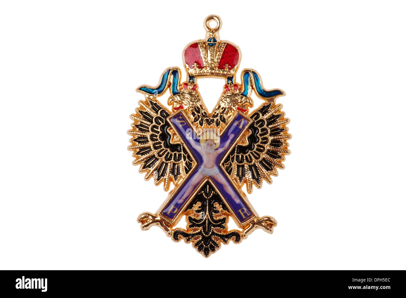 Auszeichnungen des russischen Reiches Abzeichen des Order of St. Andrew die Pervozvannogo Stockfoto