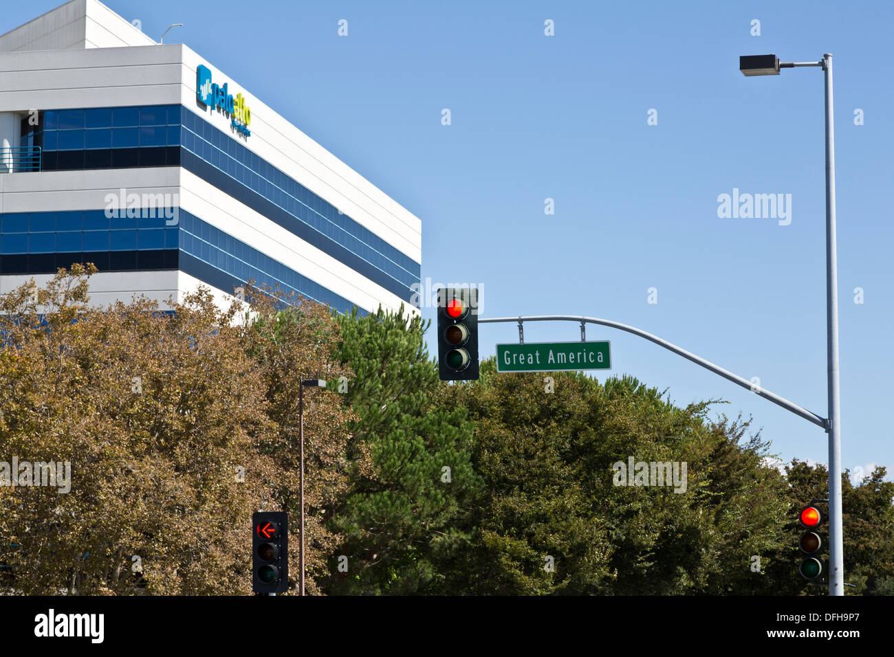 Palo Alto Networks Bürogebäude neben Great America Straße, Silicon Valley, Santa Clara, Kalifornien, USA Stockfoto