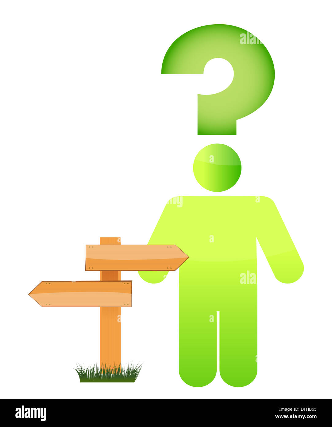 besuchenswerte Orte verwirrten Mann Stockfoto