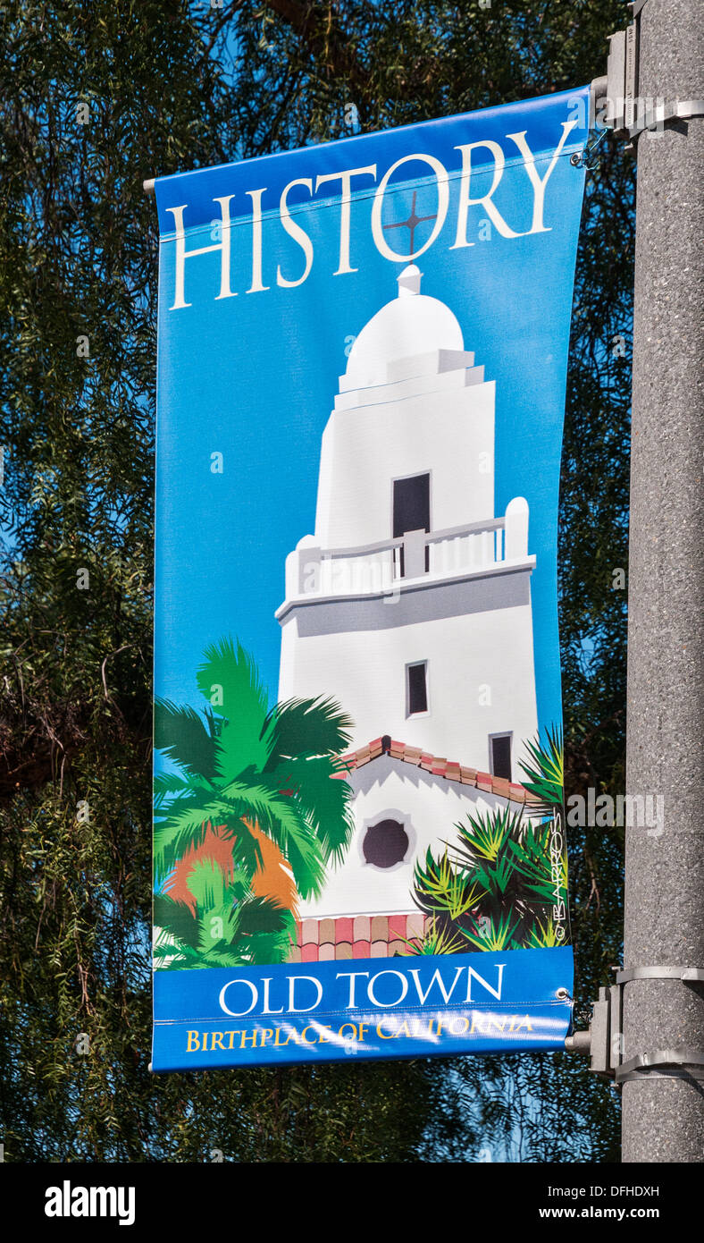 Kalifornien, Old Town San Diego, Geburtsort von Kalifornien banner Stockfoto