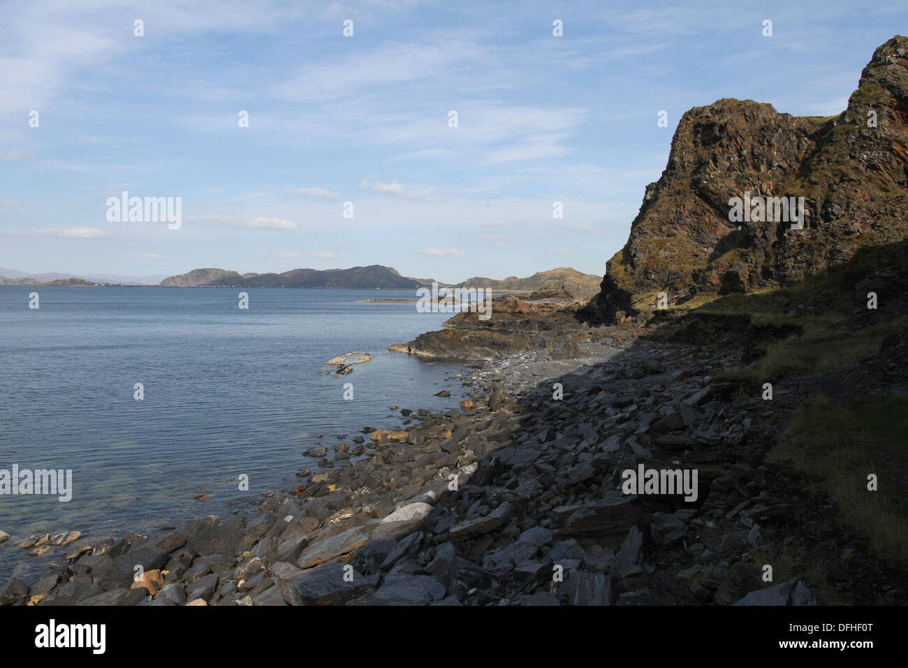 Schiefer Strand Insel Luing Schottland september 2013 Stockfoto