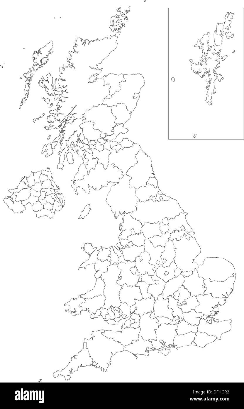 Übersichtskarte Vereinigtes Königreich Stockfoto