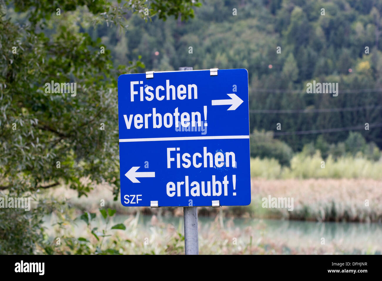 Angeln verboten. Angeln erlaubt. Hat Verbote. Fischen erlaubt Stockfoto