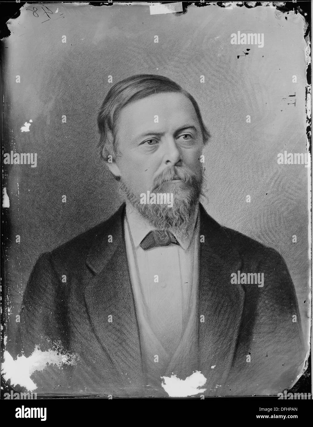 Dies ist ein Foto von Henry D. Cooke, dem Gouverneur des District of Columbia, das während seiner Amtszeit aufgenommen wurde. Das Bild unterstreicht seine Rolle bei der Überwachung der Stadt während einer entscheidenden Zeit in ihrer Geschichte. Stockfoto