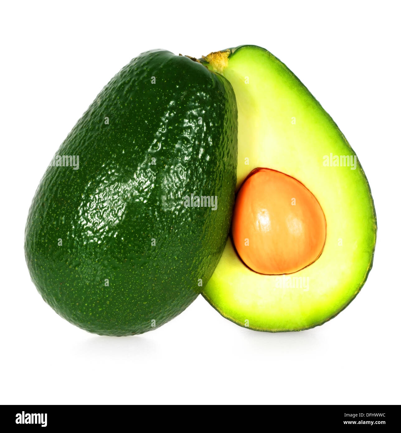 Avocado auf einem weißen Hintergrund isoliert. Stockfoto