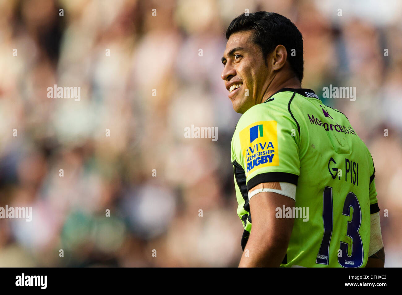 Leicester, UK. 5. Oktober 2013. Northampton George Pisi. Aktion aus dem Aviva Premiership Runde 5 Spiel zwischen Leicester Tigers und Northampton Saints gespielt an der Welford Road, Leicester Credit: Graham Wilson/Alamy Live News Stockfoto