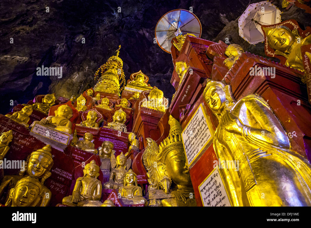 Buddha-Statuen. Pindaya Höhlen. Myanmar. Stockfoto