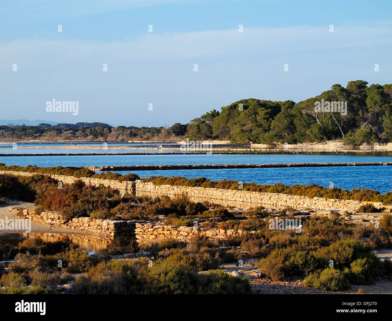 Ses Salines - platzieren wo Meersalz auf Formentera, Balearen, Spanien produziert wird Stockfoto