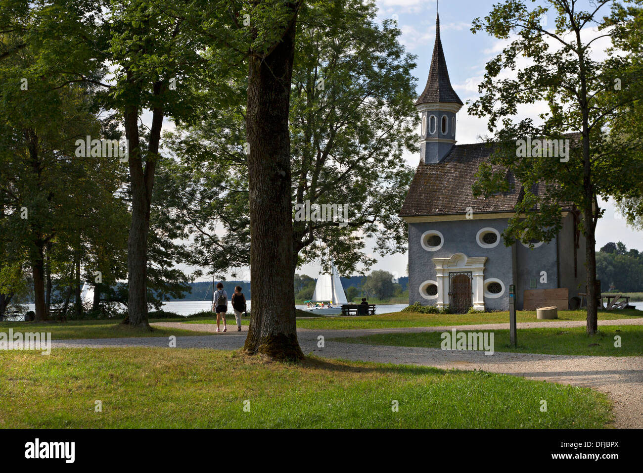 Seekapelle Hl. Kreuz, Herrenchiemsee, Herreninsel, Chiemsee Chiemgau, Oberbayern-Deutschland Stockfoto