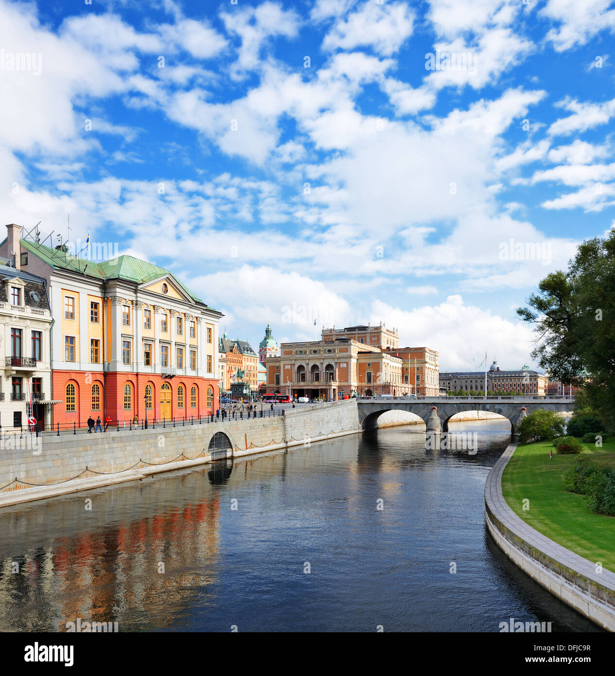 Stockholm, Schweden Fluss Stadtbild. Stockfoto