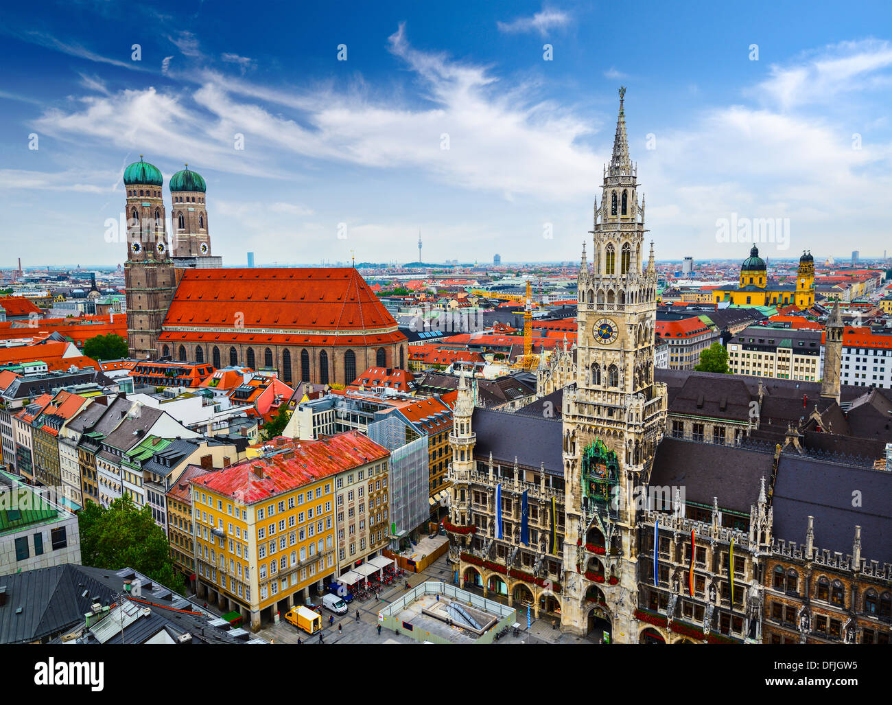München Skyline im Rathaus. Stockfoto