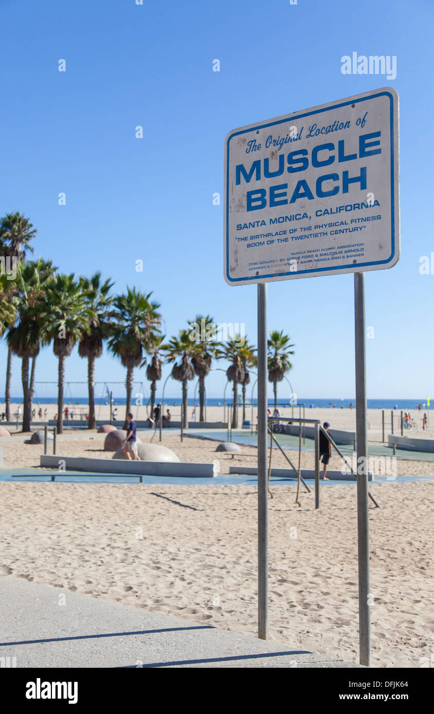 Berühmte Wahrzeichen am Strand von Santa Monica, ein Denkmal für alle Fitness-fan Stockfoto