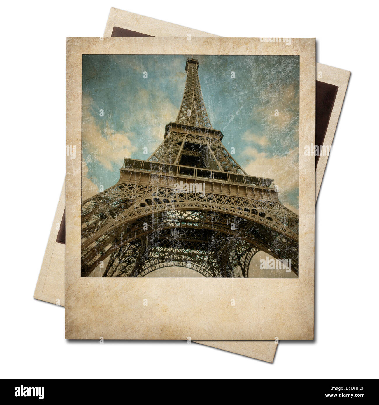 Vintage Polaroid Sofortbild der Eiffel-Turm Stockfoto