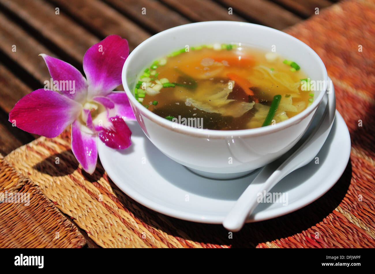 Geschmack von Thailand - thailändische Gemüsesuppe Stockfoto
