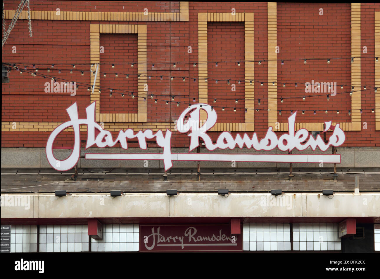Berühmte Harry Ramsden Zeichen in Blackpool Stockfoto