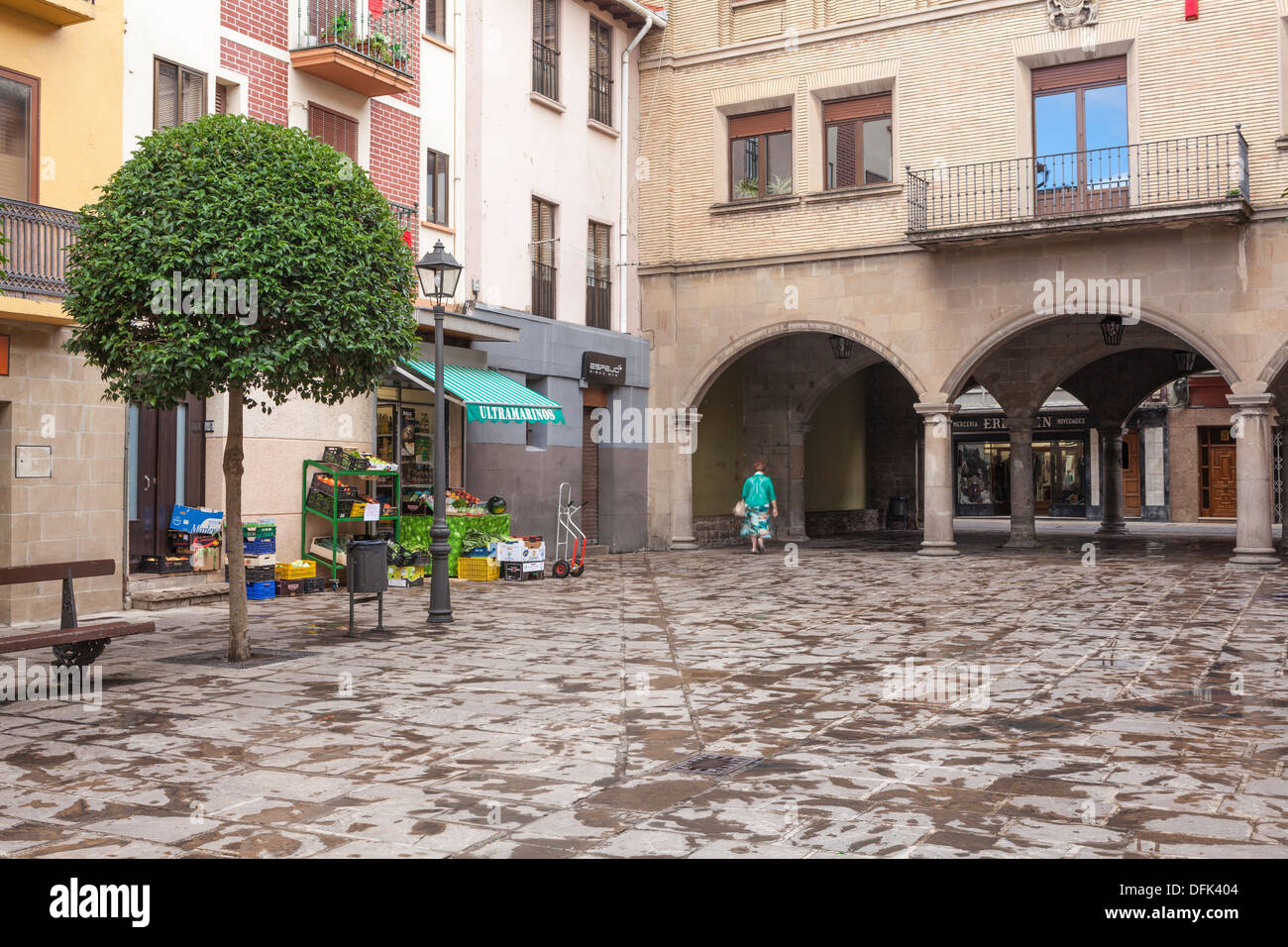 Bürgermeister-Platz in Sangüesa, Navarra, Spanien Stockfoto