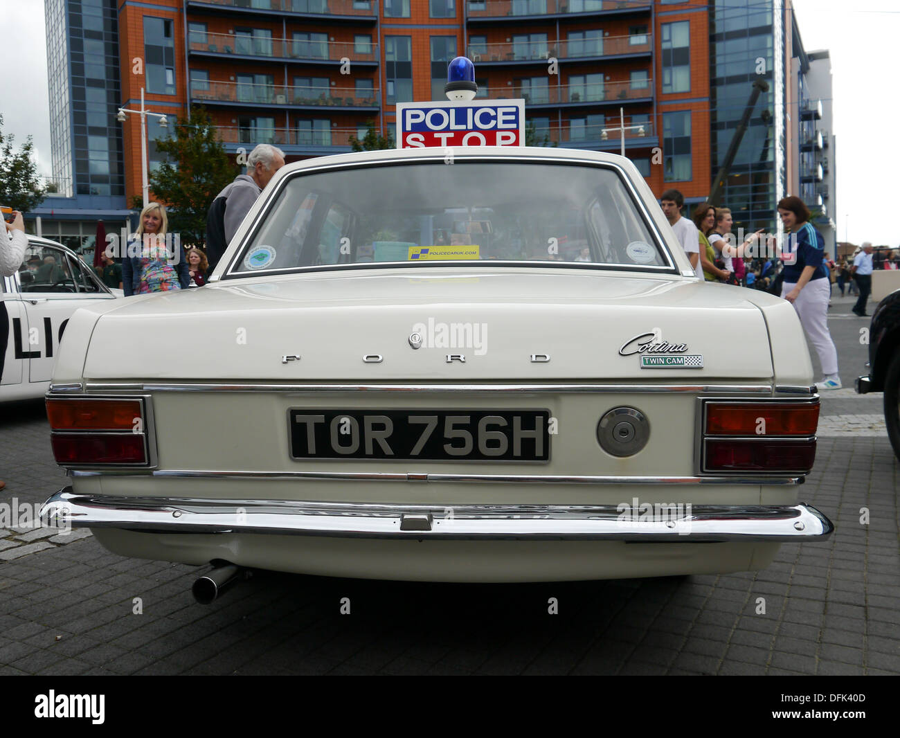 Heck von einem klassischen Polizei Ford Cortina Stockfoto