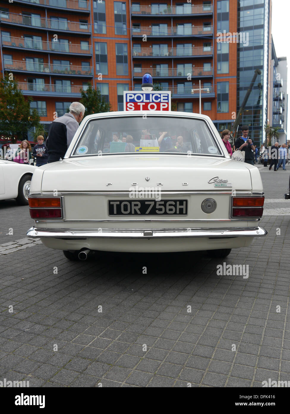 Heck von einem klassischen Polizei Ford Cortina Stockfoto