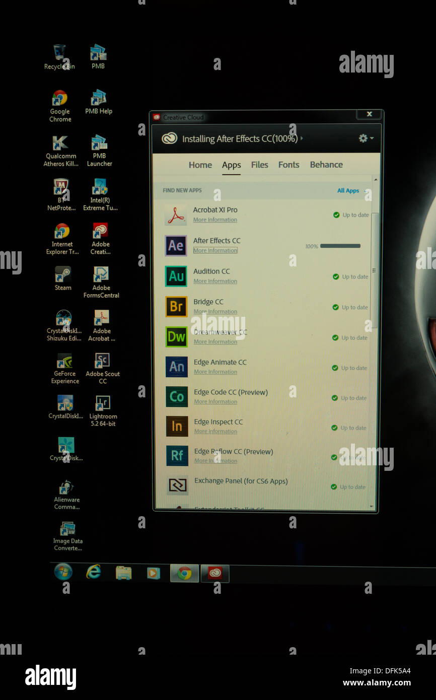 Adobe creative Cloud Anwendung Installer herunterladen Stockfoto