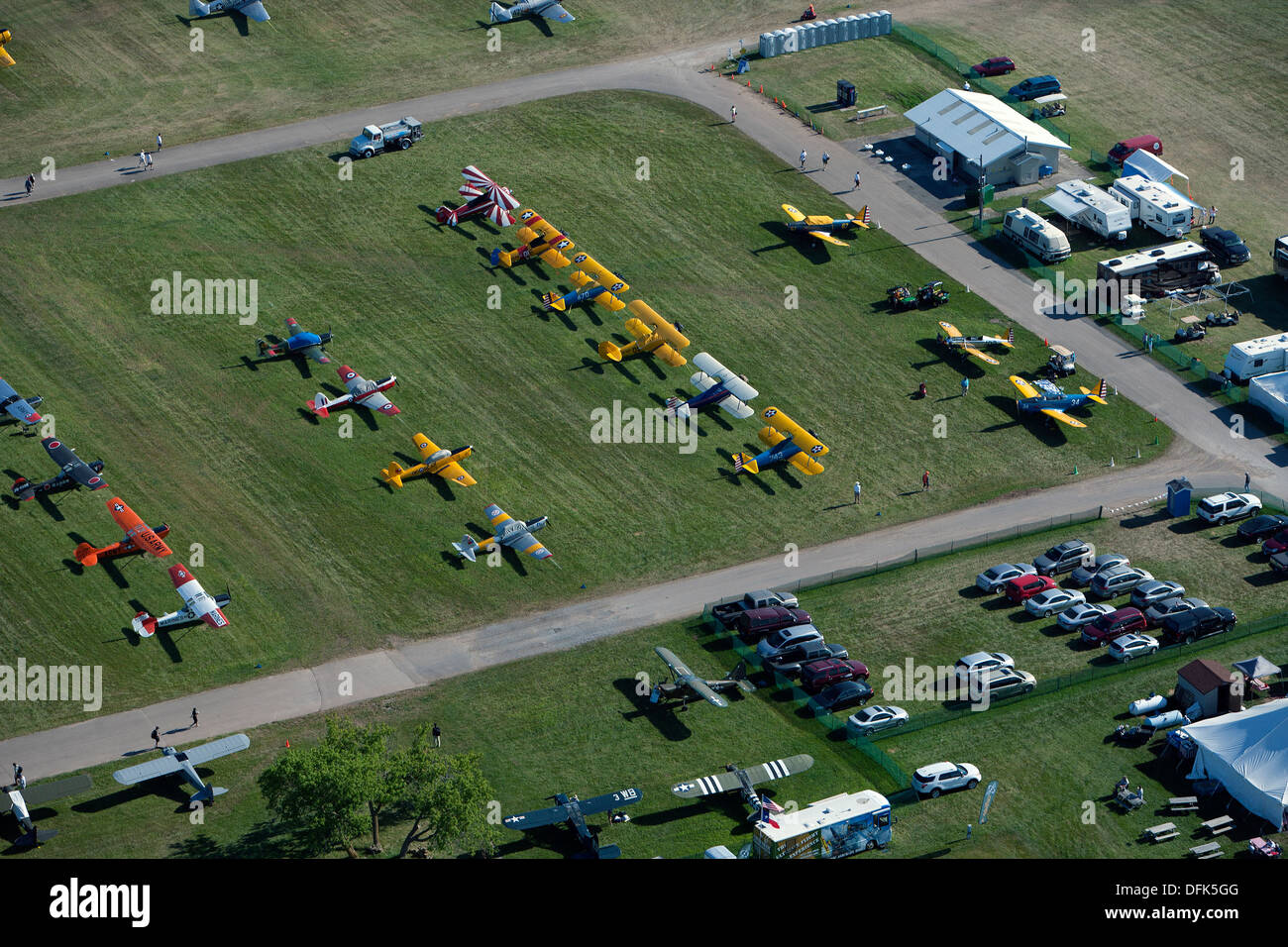 Luftaufnahme AirVenture 2013, Experimental Aircraft Association, Oshkosh, Wisconsin Stockfoto