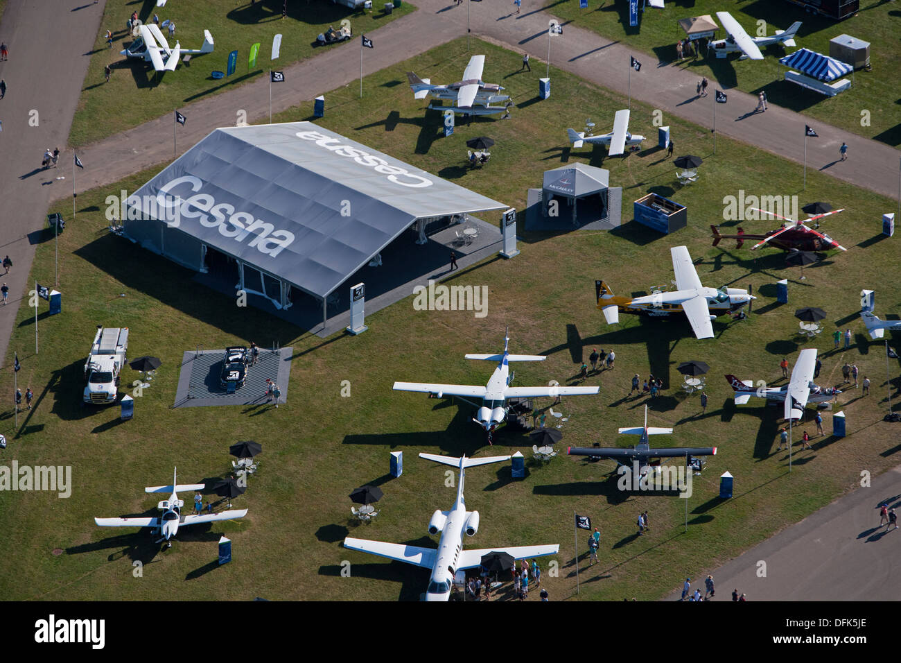 Luftaufnahme Cessna anzeigen AirVenture 2013, Experimental Aircraft Association, Oshkosh, Wisconsin Stockfoto