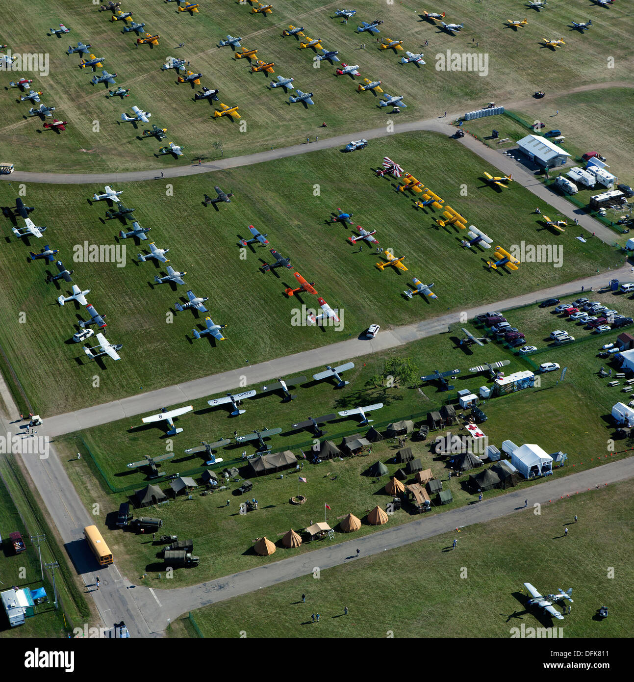 Luftaufnahme AirVenture 2013, Experimental Aircraft Association, Oshkosh, Wisconsin Stockfoto