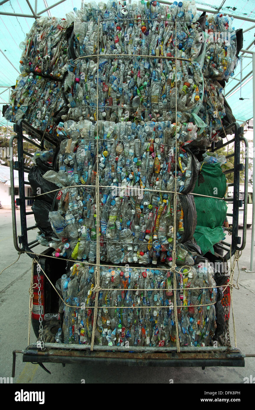 Kunststoff-Flaschen-recycling, Koh Samui, Thailand Stockfoto