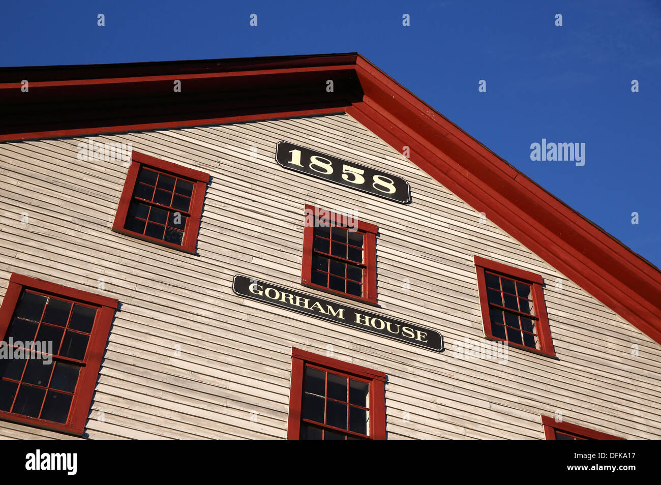 Vintage Gebäudefassade, Gorham, New Hampshire, USA Stockfoto