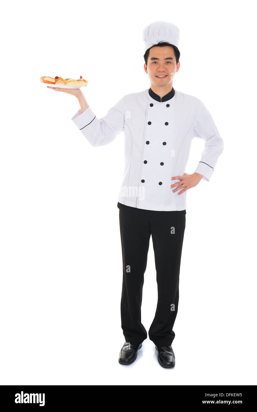Porträt von zuversichtlich männlichen Chef lächelnd isoliert auf weißem Hintergrund Stockfoto