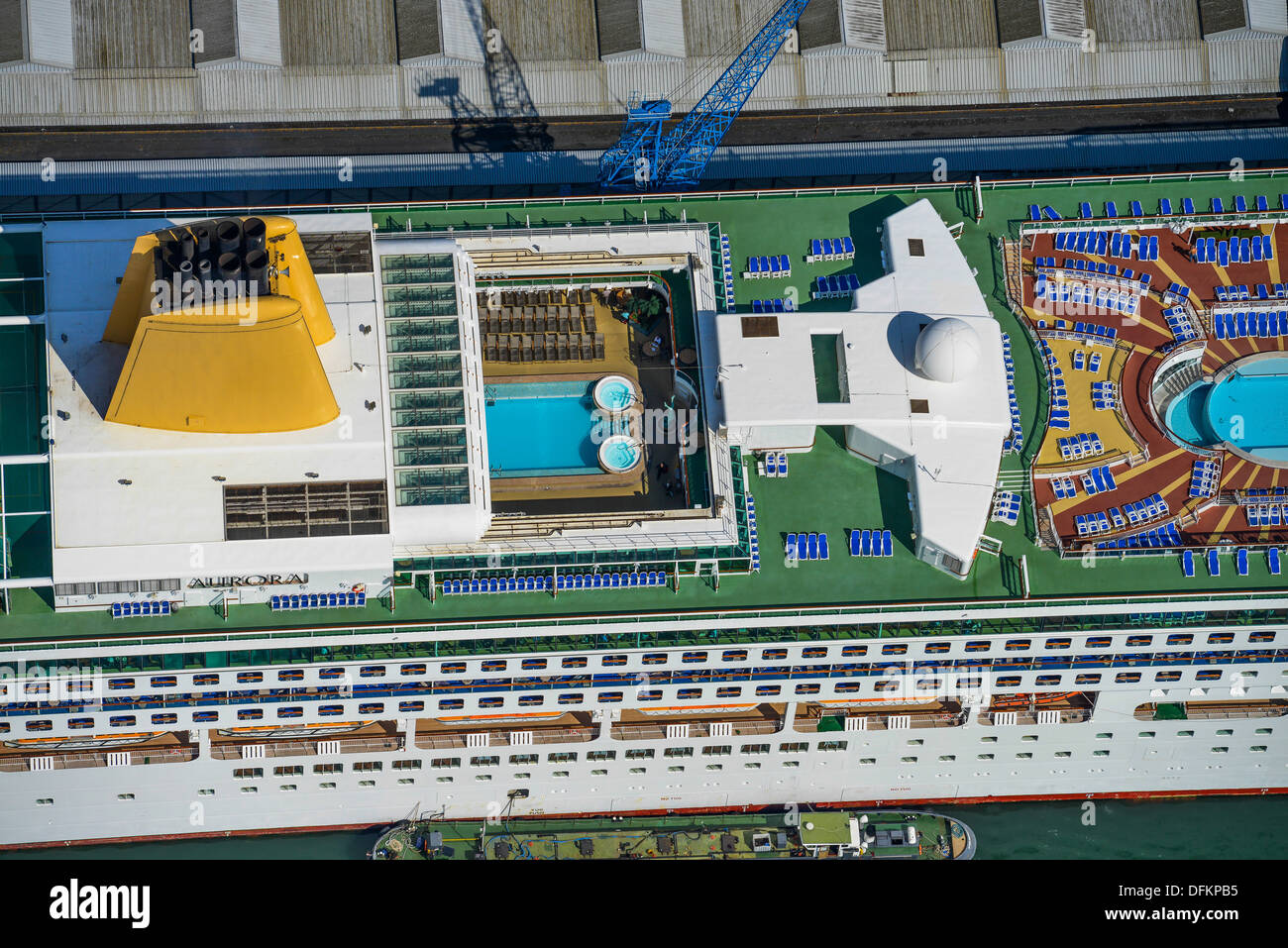 Luftbild der Aurora Kreuzfahrtschiff Stockfoto