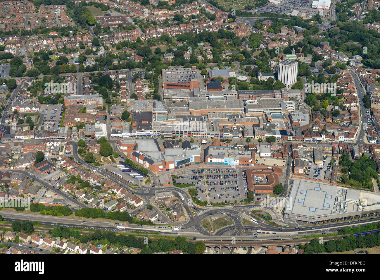 Luftaufnahme von Fareham Stadtzentrum Stockfoto