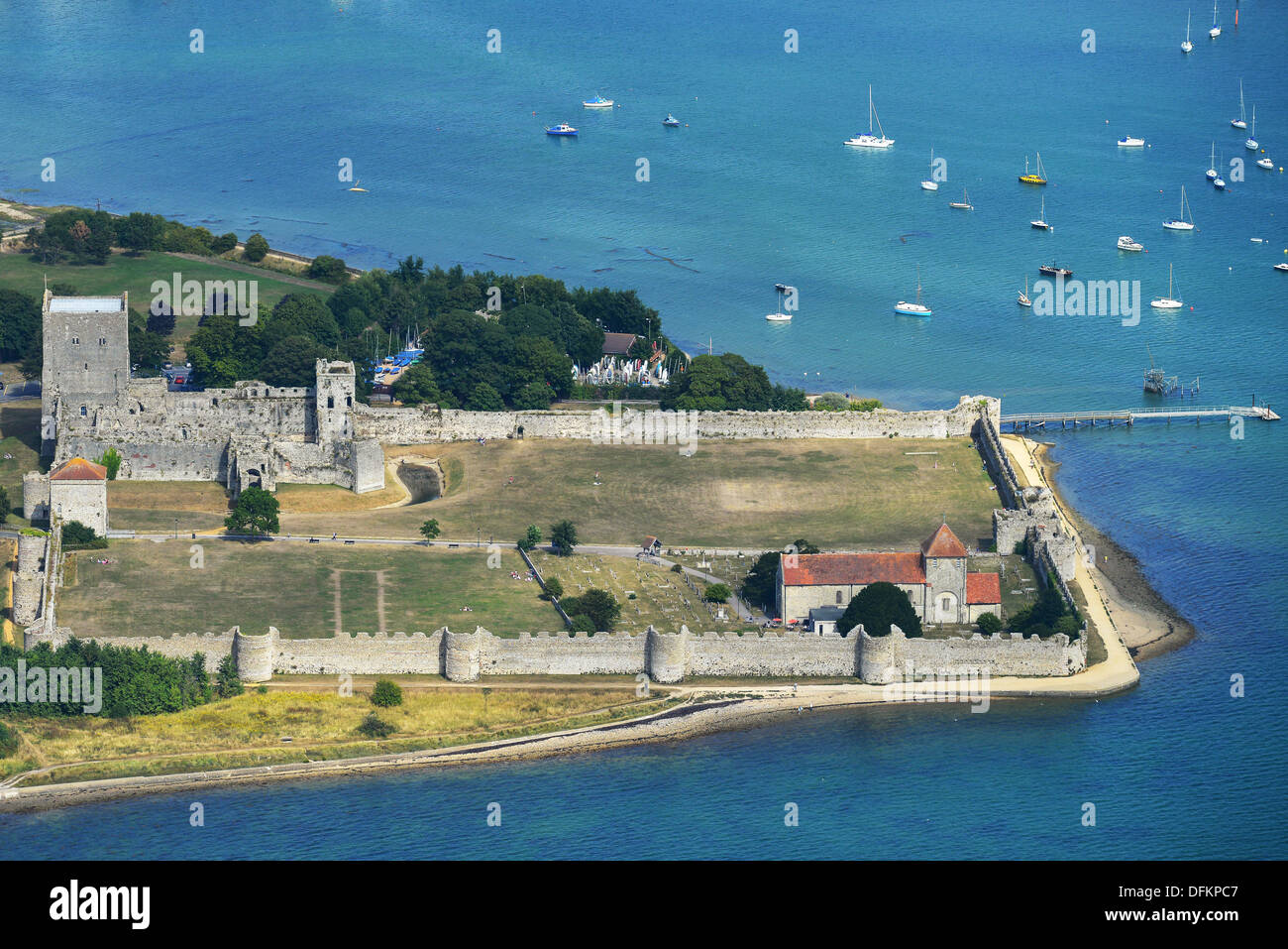 Luftbild der Portchester Castle, Portchester Stockfoto
