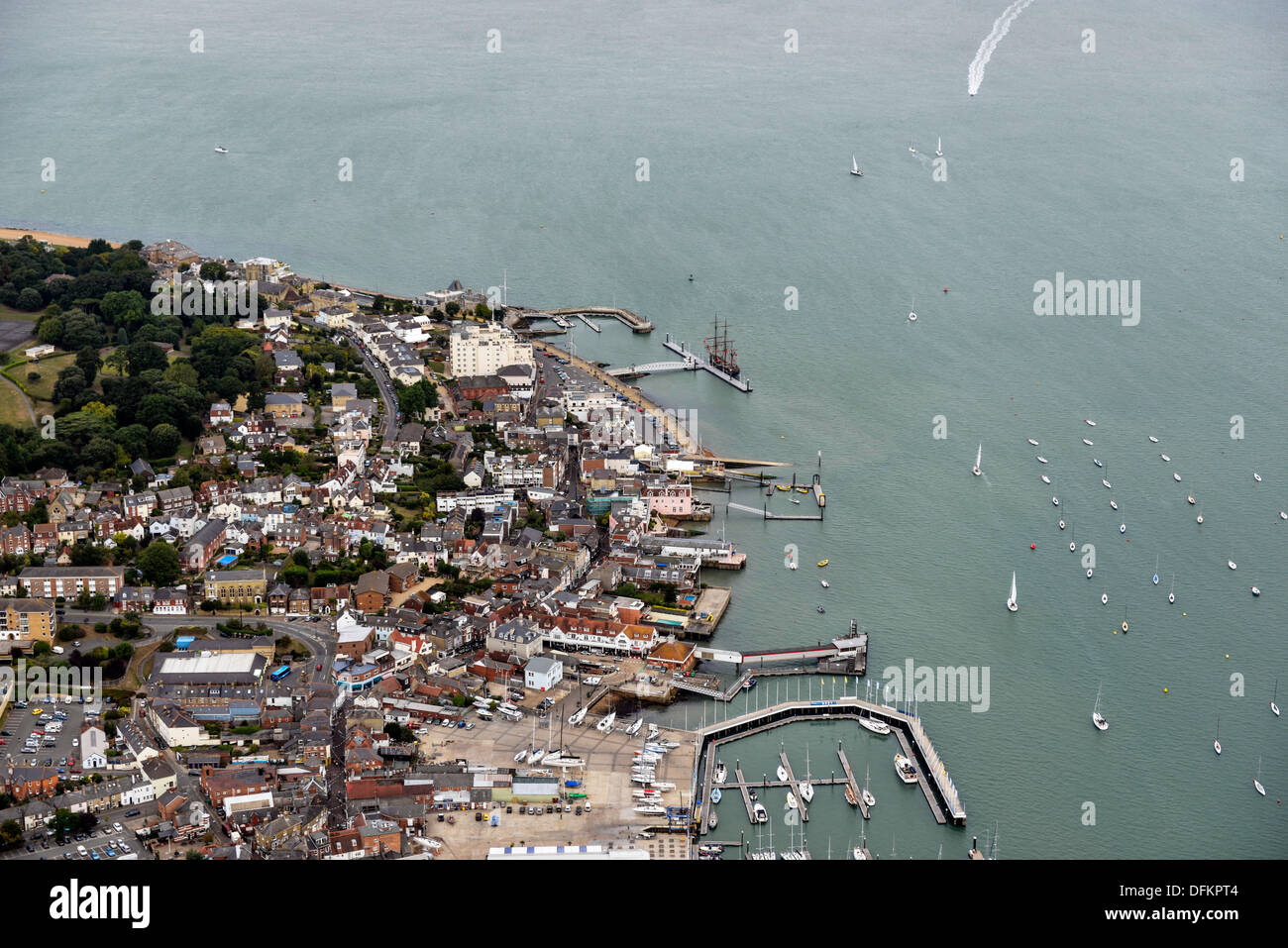Luftaufnahme von Cowes Harbour Isle Of Wight Stockfoto