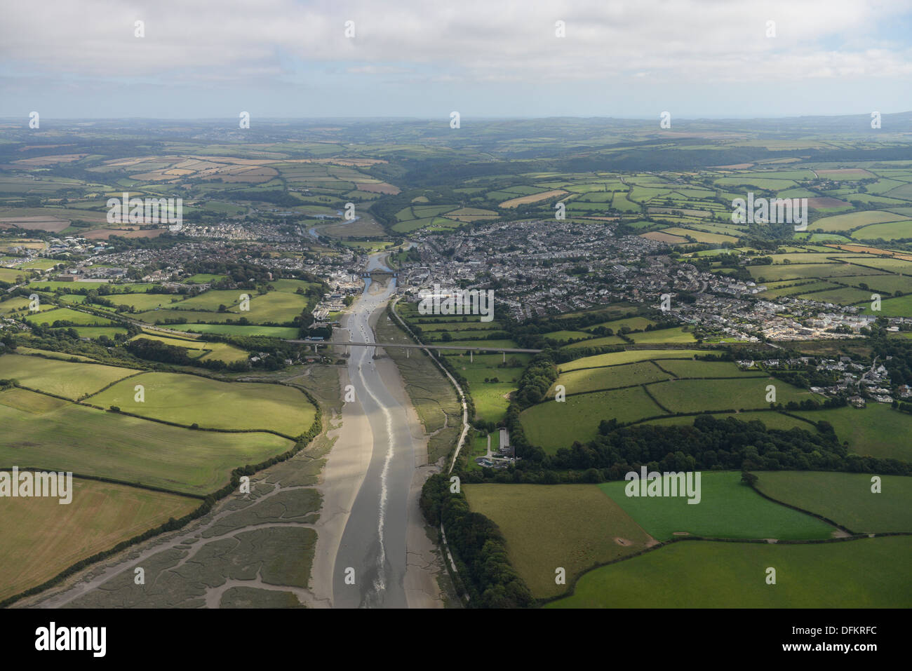 Luftaufnahme von Wadebridge Cornwall Stockfoto