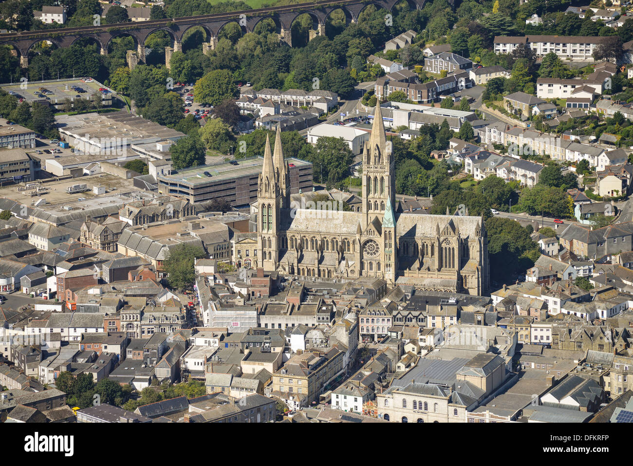 Luftaufnahme von Truro Cathedral Stockfoto