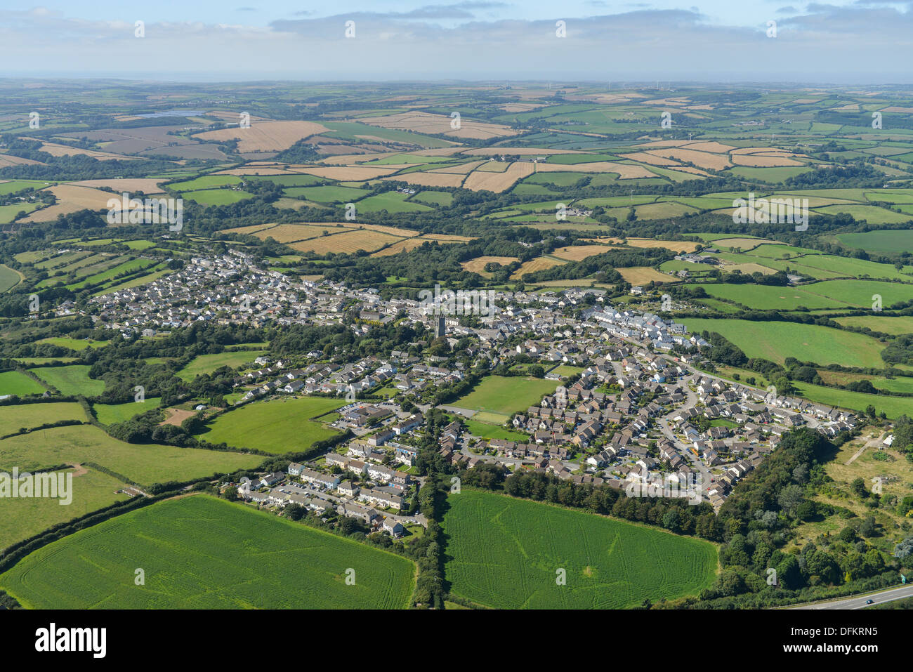 Luftaufnahme Probus Dorf in Cornwall Stockfoto