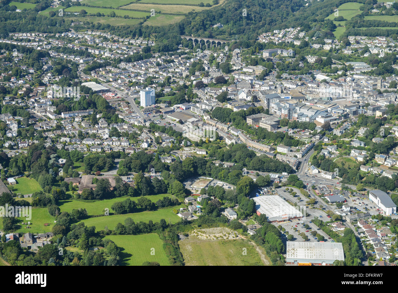 Luftaufnahme von St Austell Stockfoto