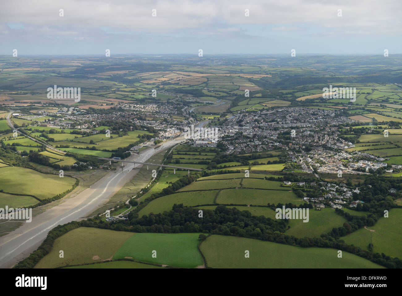 Luftaufnahme von Wadebridge Cornwall Stockfoto