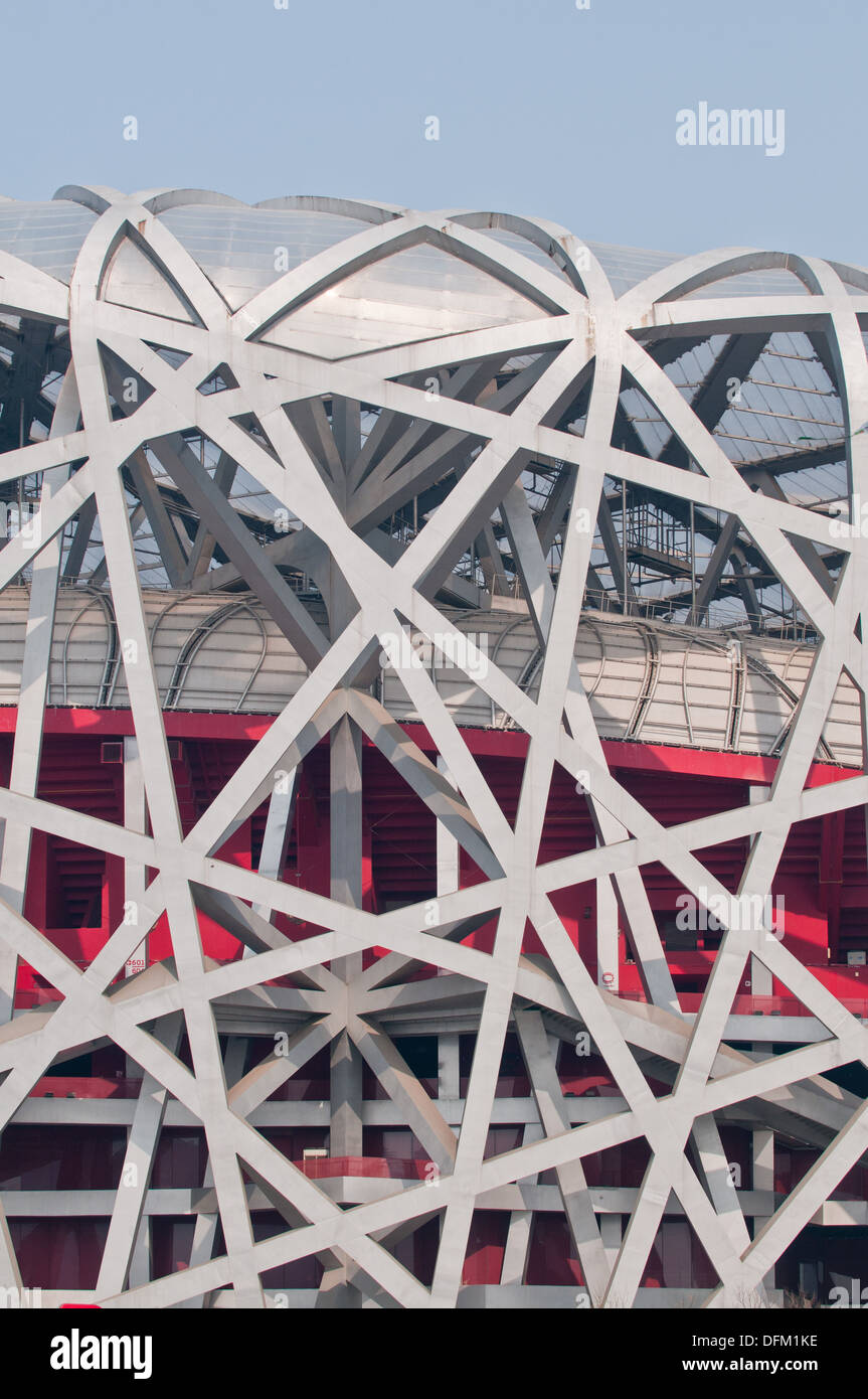 Nationalstadion, auch bekannt als das Vogelnest in Chaoyang District, Beijing, China Stockfoto