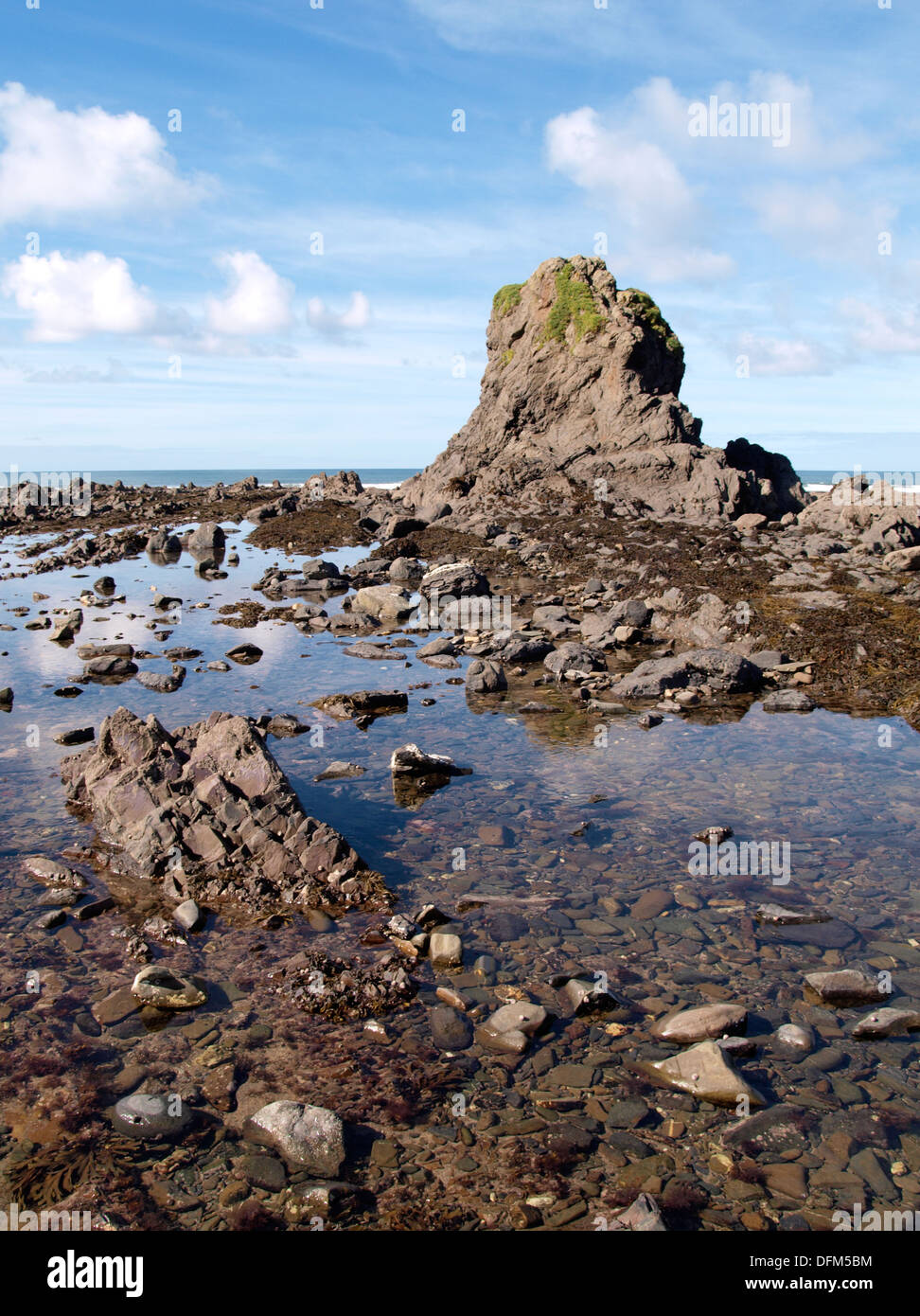 Schwarzer Rock, Widemouth Bay, Cornwall, UK Stockfoto