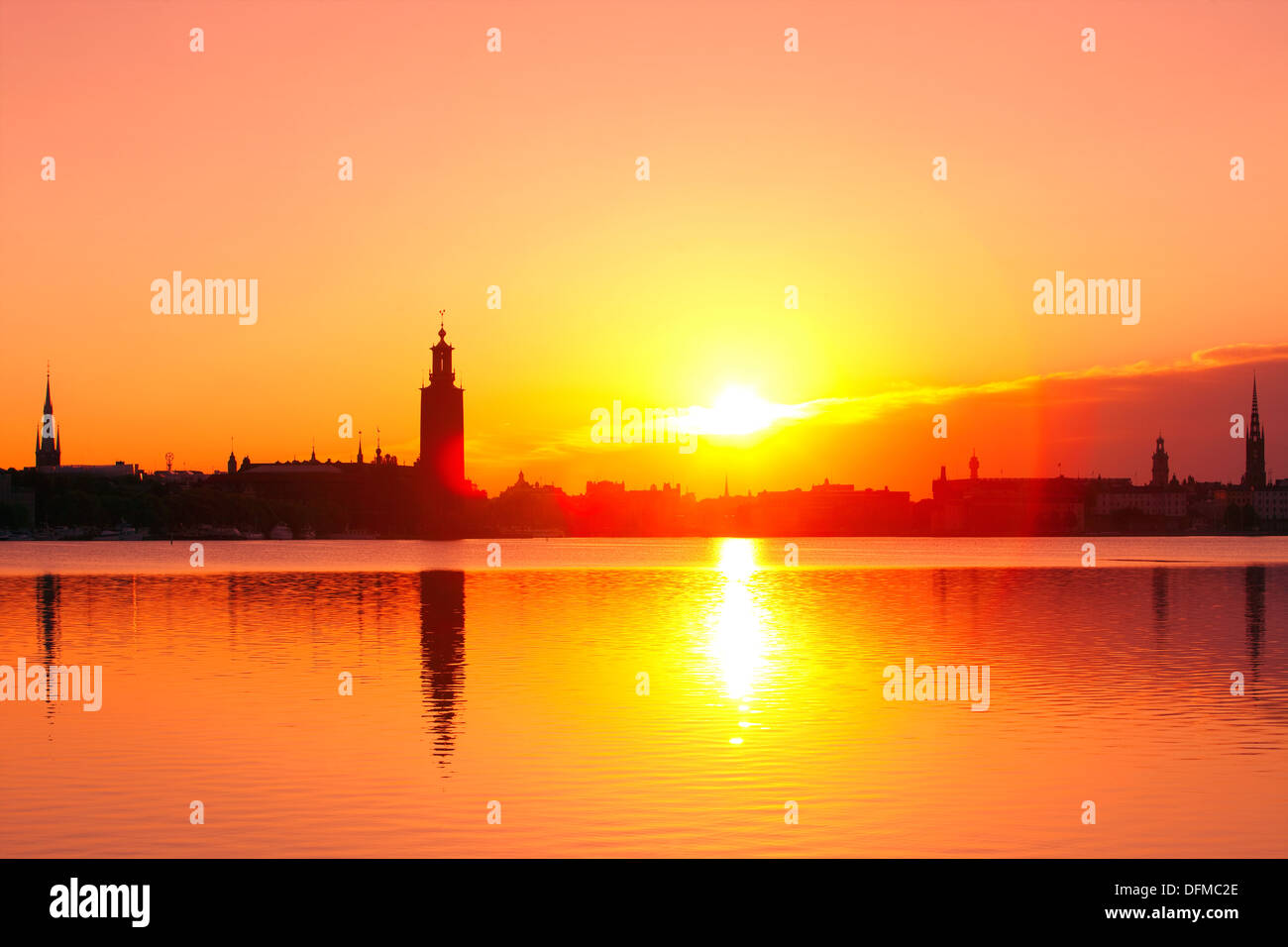 Schweden - Stockholm Skyline in der Morgendämmerung. Stockfoto