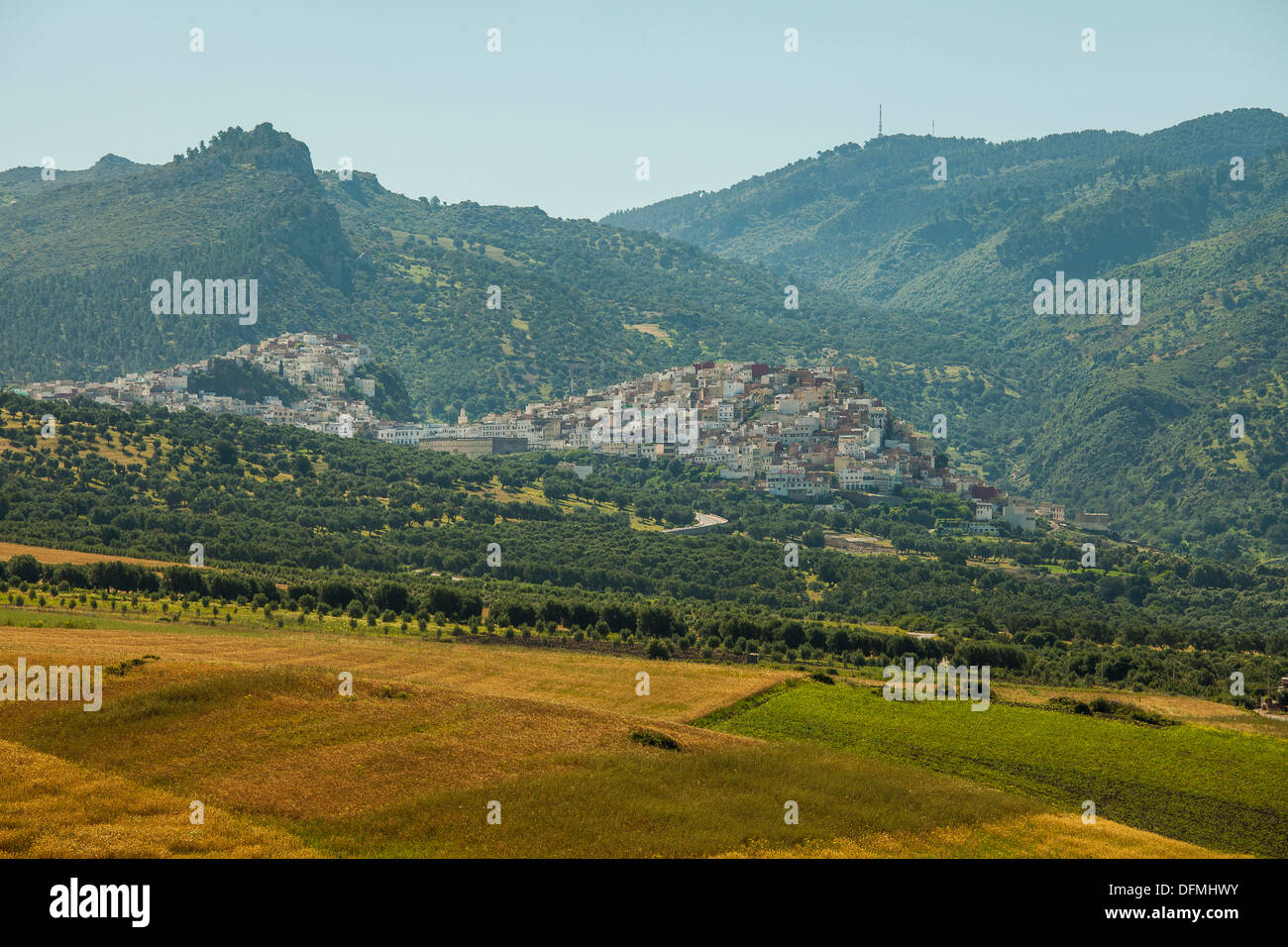 Heilige Stadt Moulay Idriss in Marokko Stockfoto