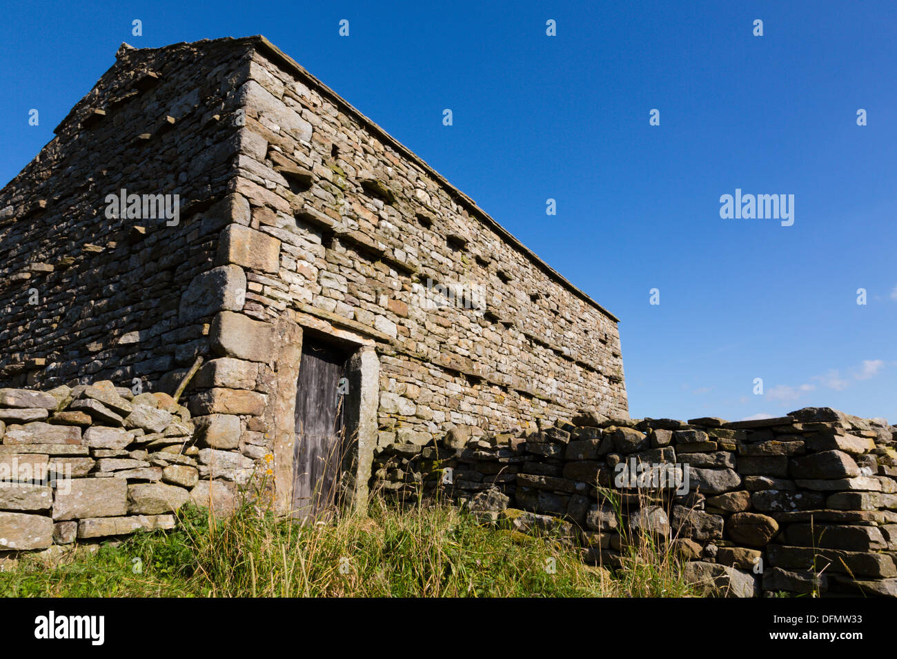 Stein-Scheune über Twaite, Swaledale, Yorkshire Stockfoto